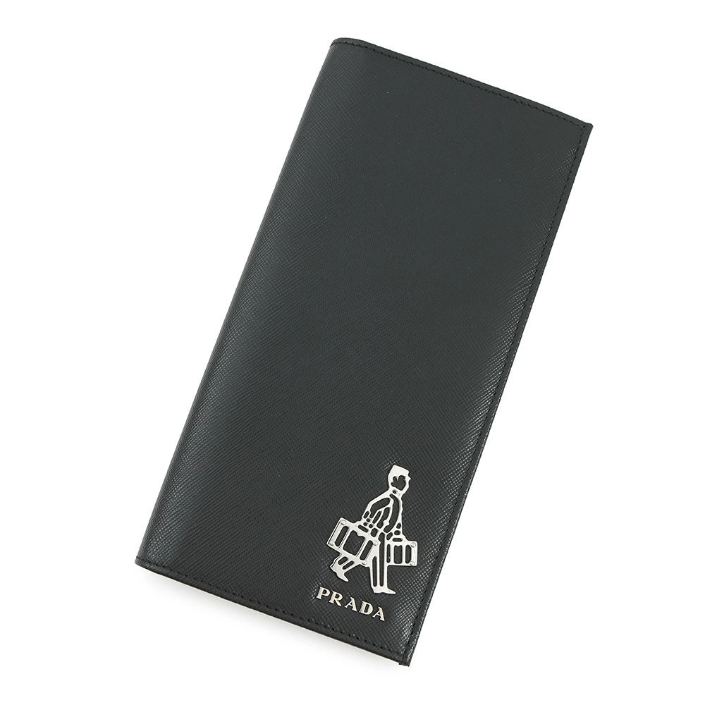 Prada Long Wallet Saffiano Travel Porter Collaboration Leather Black